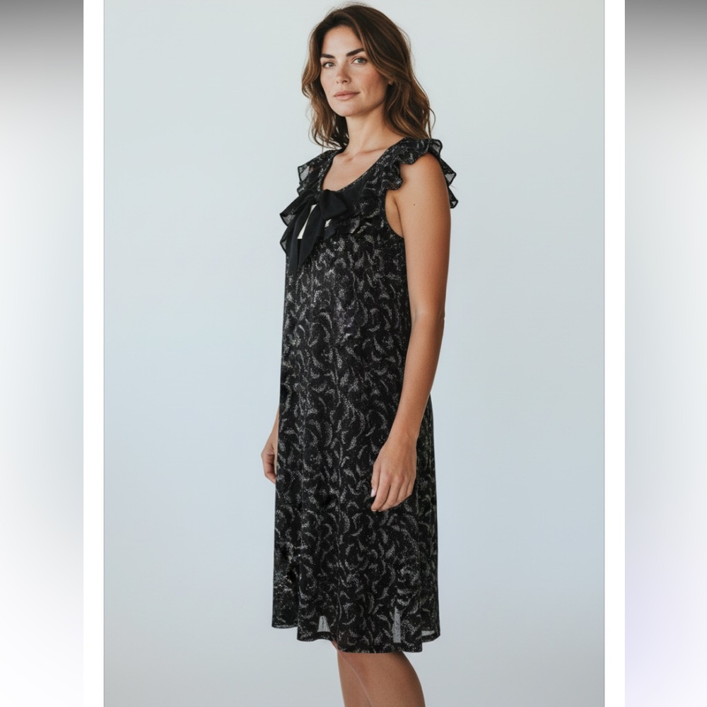 Ellen Tracy Black Floral Dress size M New